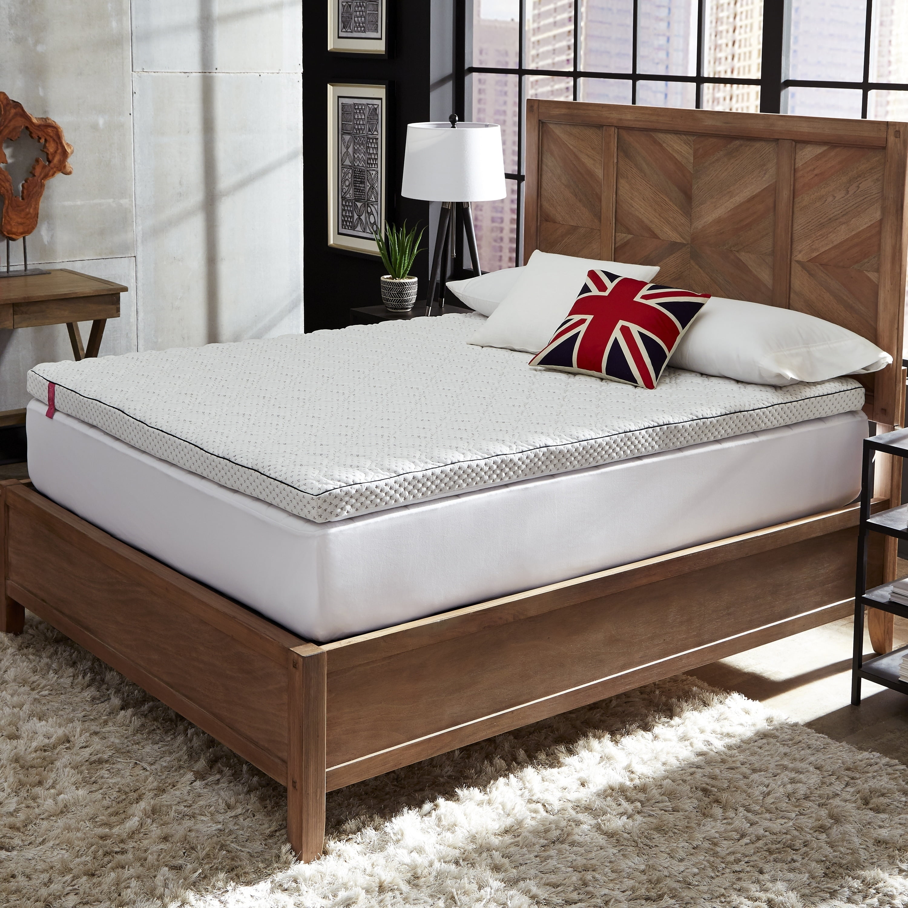 King Size White Charcoal Infused Memory Foam Mattress Topper