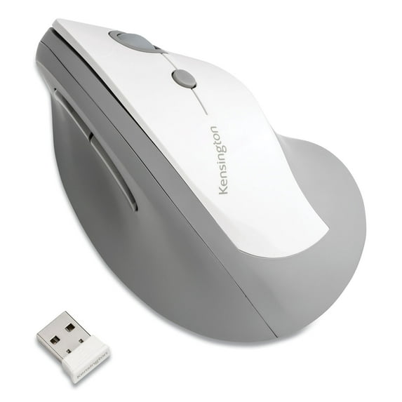 Kensington K75520WW Pro Fit Ergo Vertical Wireless Mouse for Right Hand Use - Gray