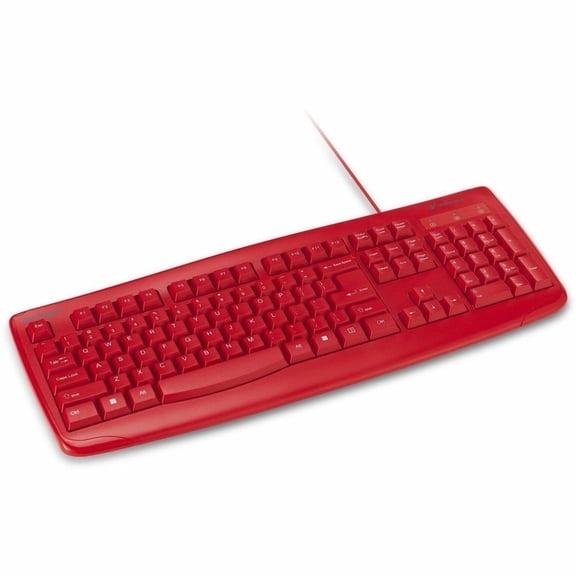 Kensington Pro Fit Wired Washable Keyboard - Red - Cable Connectivity - Full-size - USB Type A Interface - 104 Key(s) - Windows, Mac OS X - Rugged - Mouse - PC, Mac - Membrane Keyswitch - Red