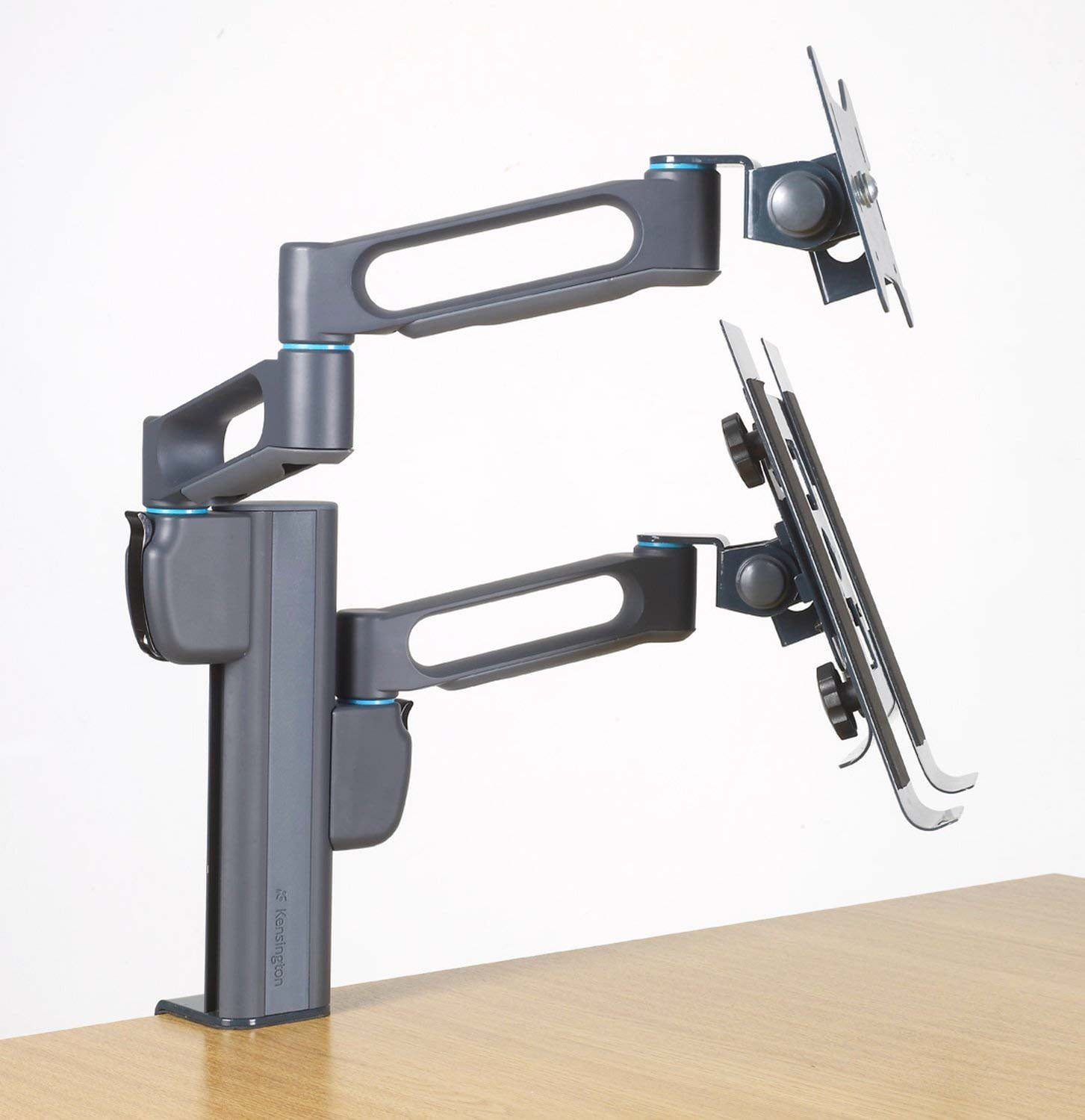 Ergonomic Dual Monitor Arm with Cable Management, Grey