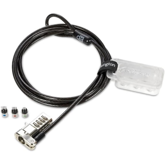 Kensington Universal 3-in-1 Combination Laptop Lock, Computer Security Locking Cable - Resettable Version (K62316WW), Black