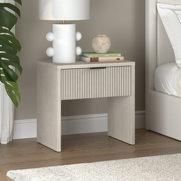 Kenslow 24" Wide Rectangular Fluted Nightstand in Alder White