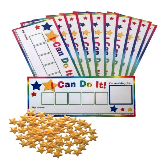 Kenson Parenting Solutions I Can Do It! Token Boards, Star, Preschool - Grade 3, Pack Of 10 Boards