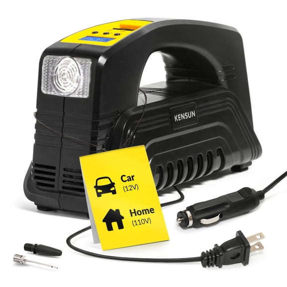Kensun Air Compressor for Tires - Portable Tire Inflator Air Pump for Car - Electric Tire Compressor for Home and Car - Air Compressor Tire Pump - Air Pump for Cars, BIkes, And Inflatables