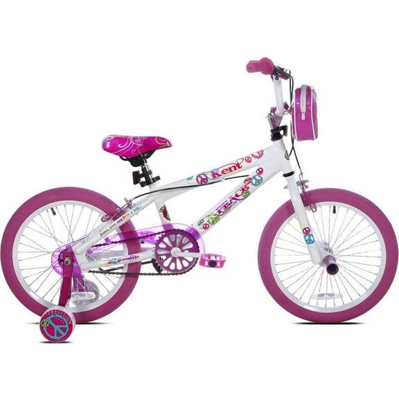 Kent 18 Inch Girls Peace Bicycle with Litho Box and Adjustable Seat