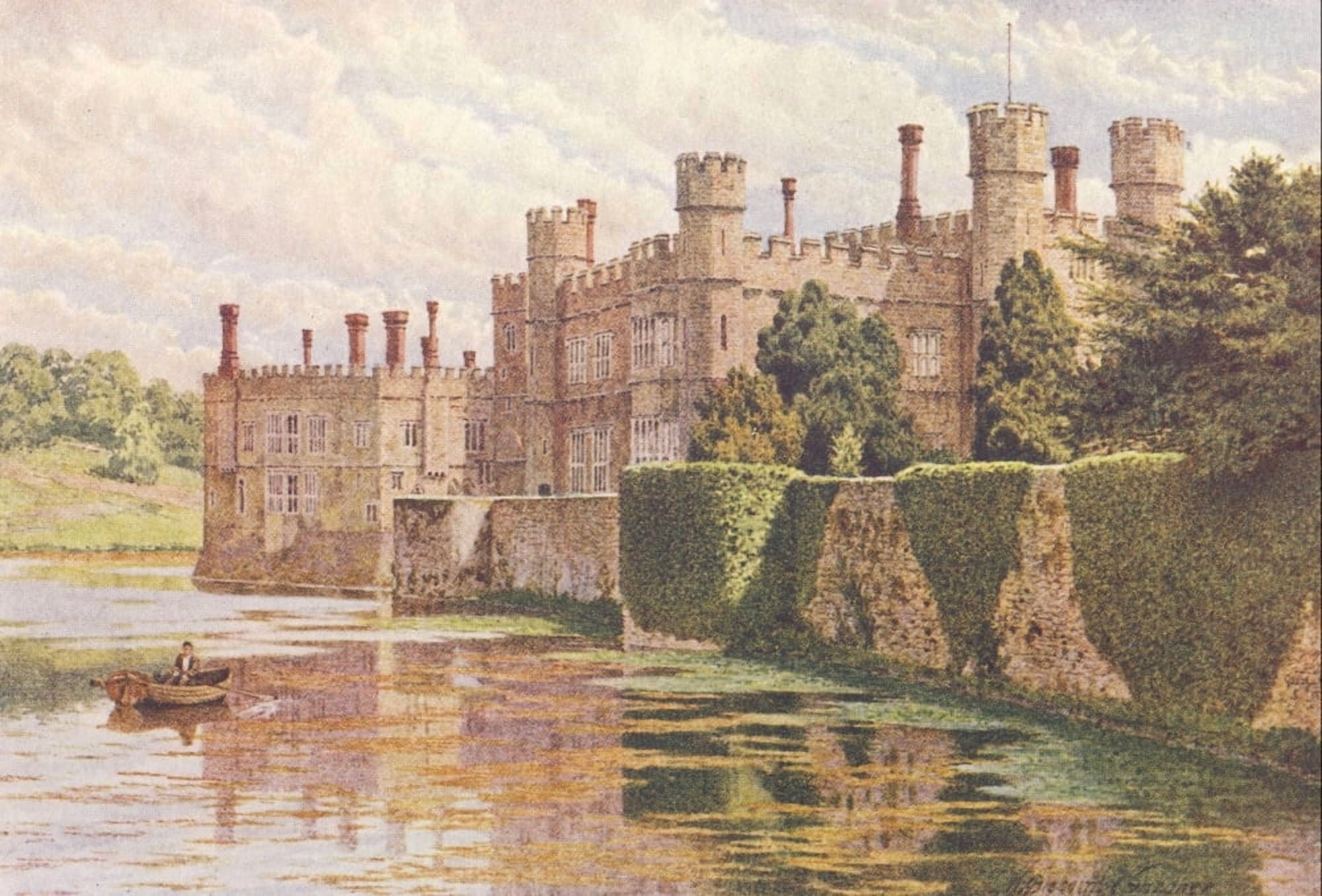 Kent 1906 Leeds Castle West Face Canvas Art - William B Gardner (24 x 36)