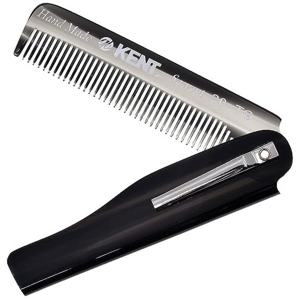 Kent 20T Black Graphite Handmade Folding Pocket Comb for Men, Fine