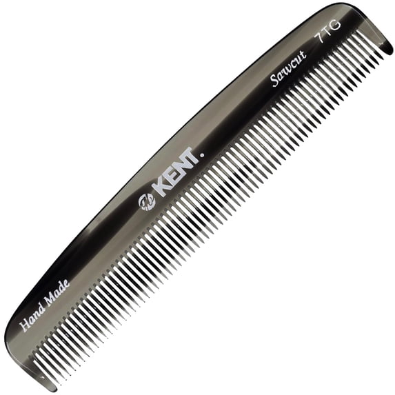 Kent 7T G All Fine Tooth Pocket Comb - Handmade Grooming Comb for Styling, Travel, Mustache and Beard Care - Saw Cut and Hand Polished C80