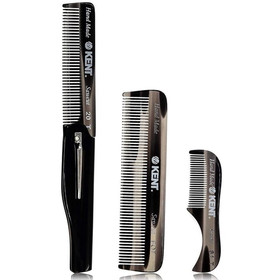 Kent Beard Mustache Comb Set, 81T, FOT Pocket Comb, 20T Folding Comb