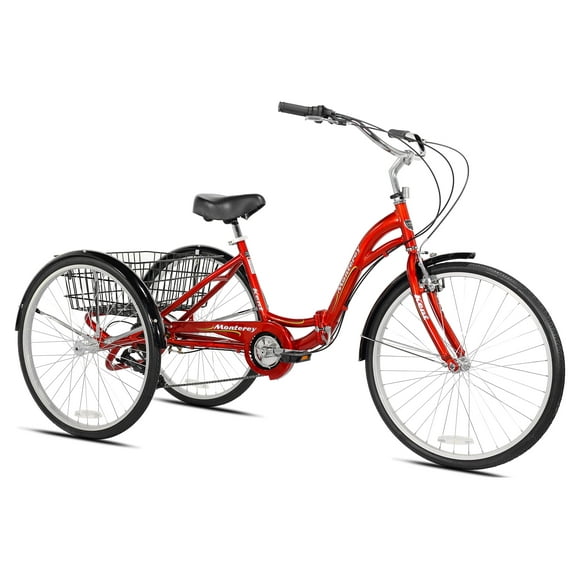 Kent Bicycles 26" Monterey 7-Speed Folding Unisex Adult Tricycle, Red