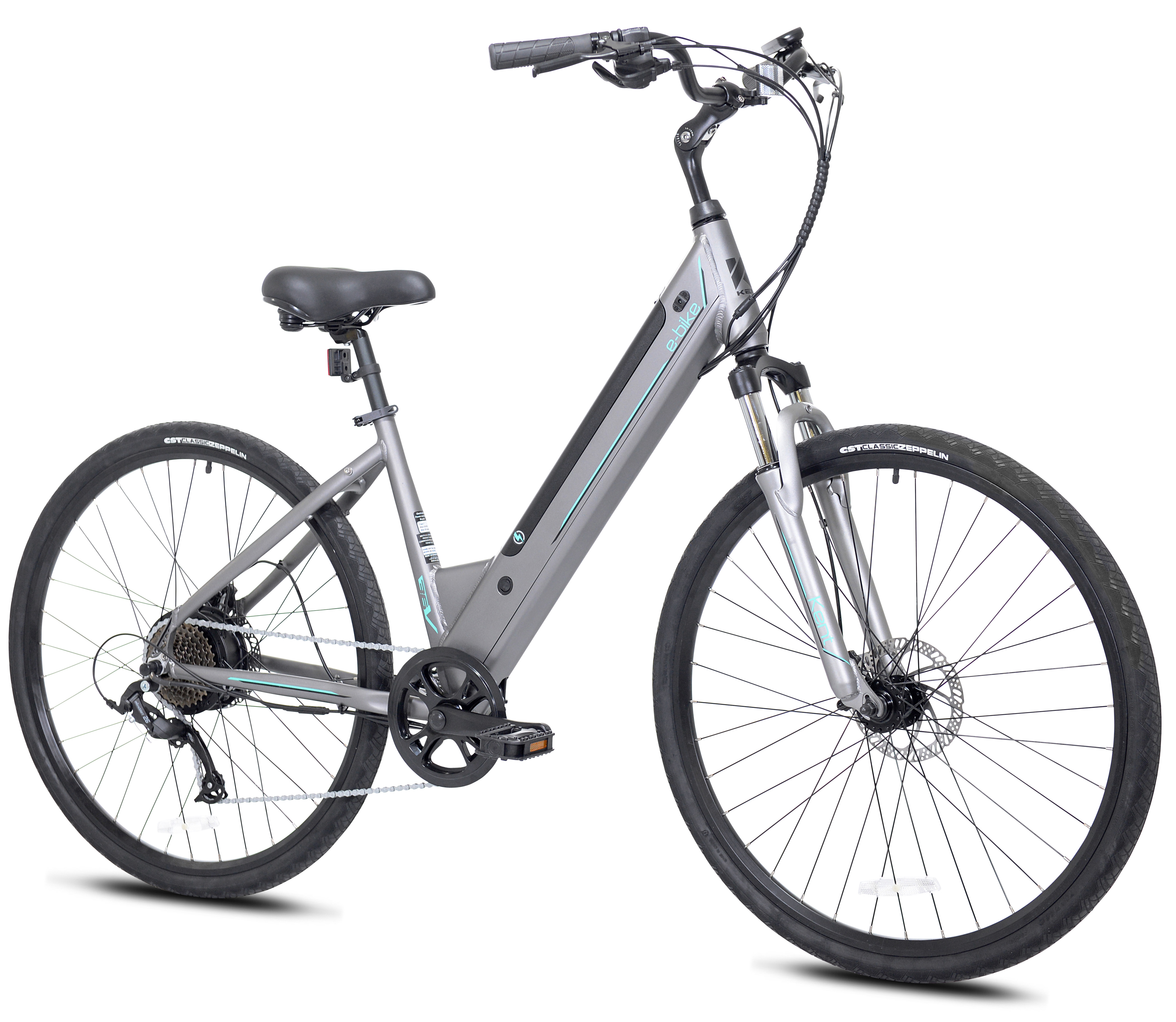 Kent Bicycles 700C 350W Adult Pedal Assist Step-Through Comfort Electric Bicycle, Gray - image 1 of 13