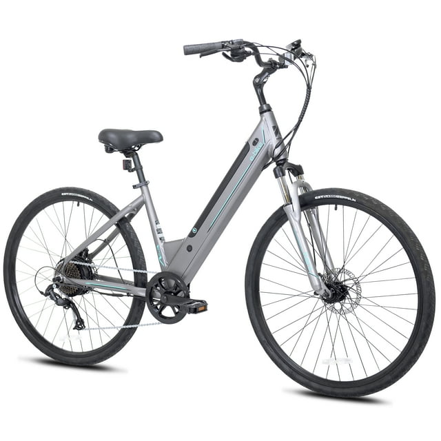 Kent Bicycles 700C 350W Adult Pedal Assist Step-Through Comfort Electric Bicycle, Gray