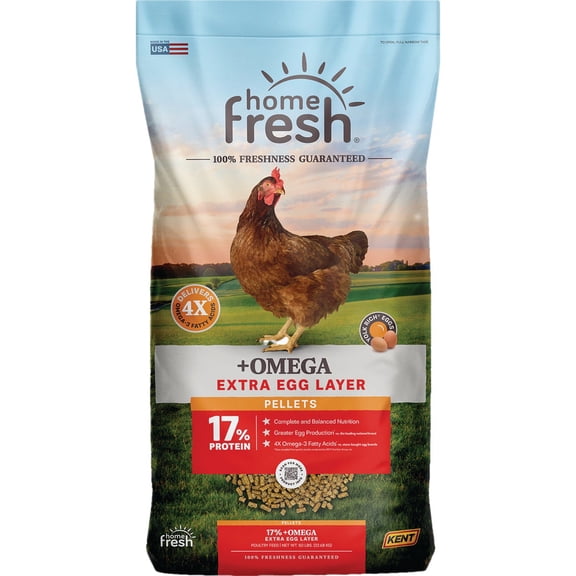 Kent Feeds Kent Home Fresh Extra Egg Layer + Omega Chicken Feed - Pack of 2