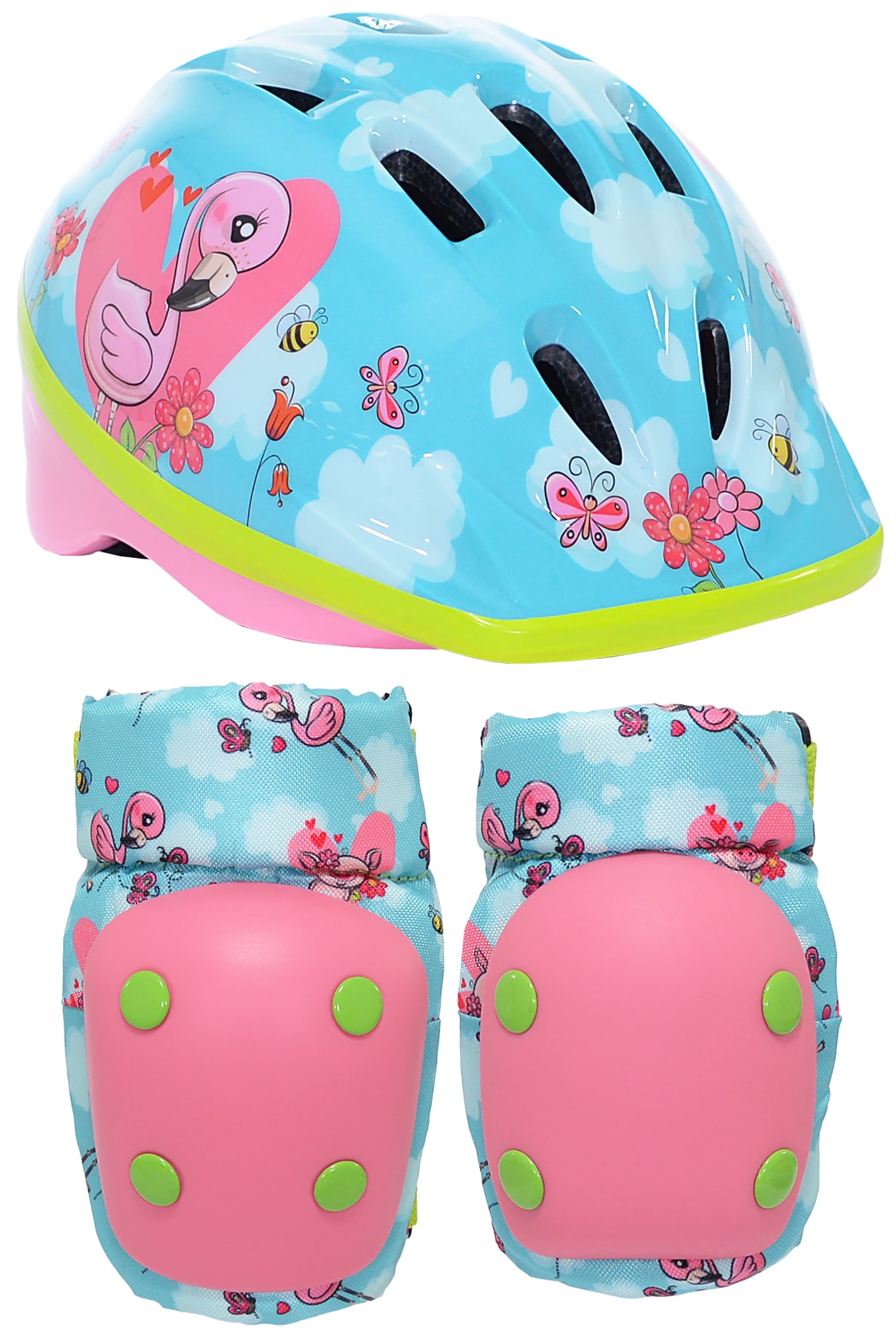 Kent™ Toddler Helmet & Pad Combo, Blue Clouds & Flamingo Pigs (Ages 3+)