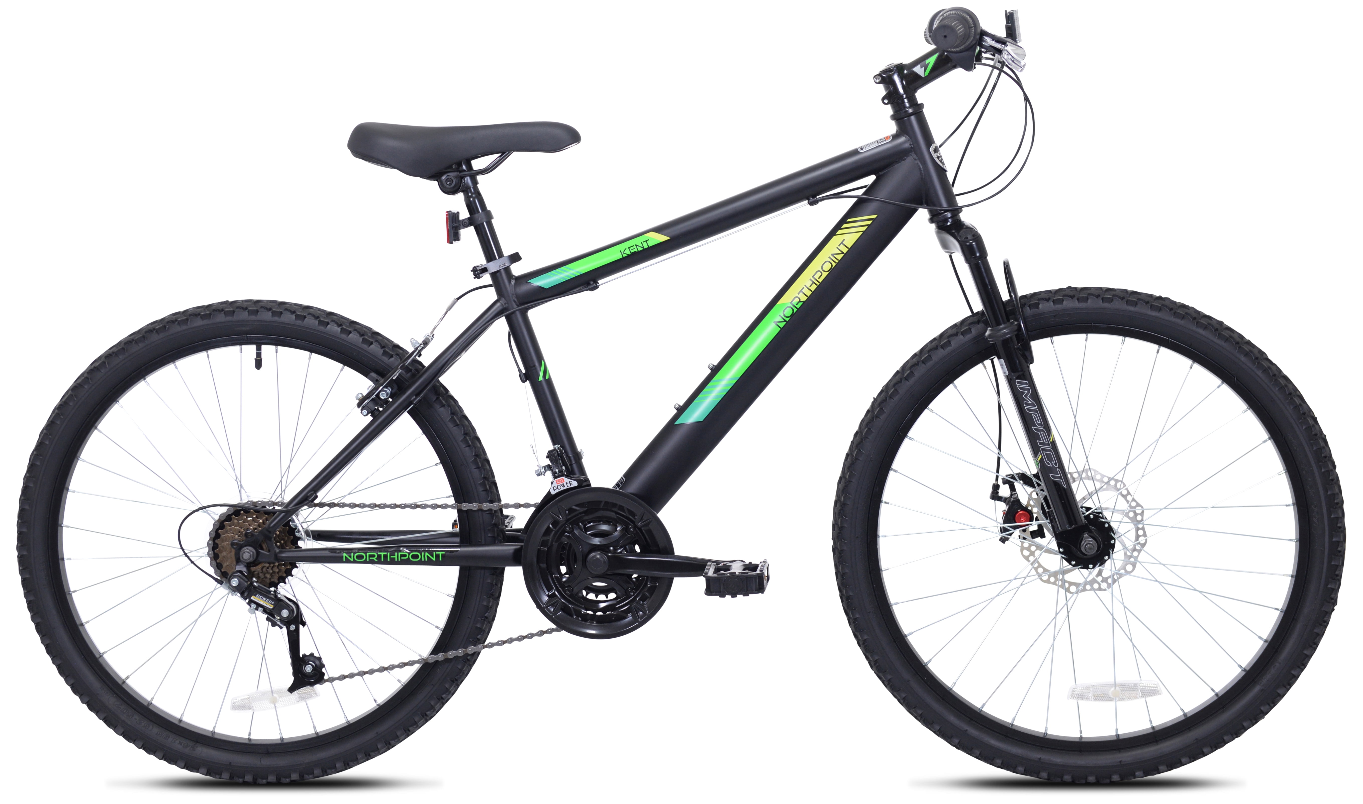 Kent Northpoint Mountain Bike, 24" Wheels, Youth Ages 14+, Black/Green