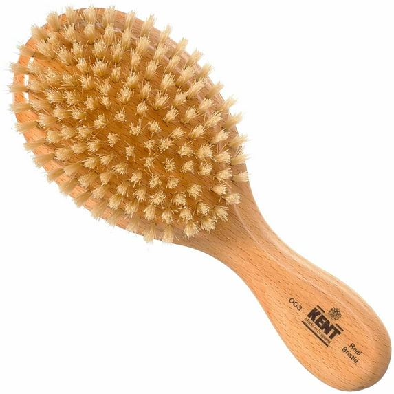 Kent OG3 Men's Hair & Beard Brush – 100% Natural White Boar Bristles for Grooming, Scalp Massage, 360 Waves, and Beard Straightening