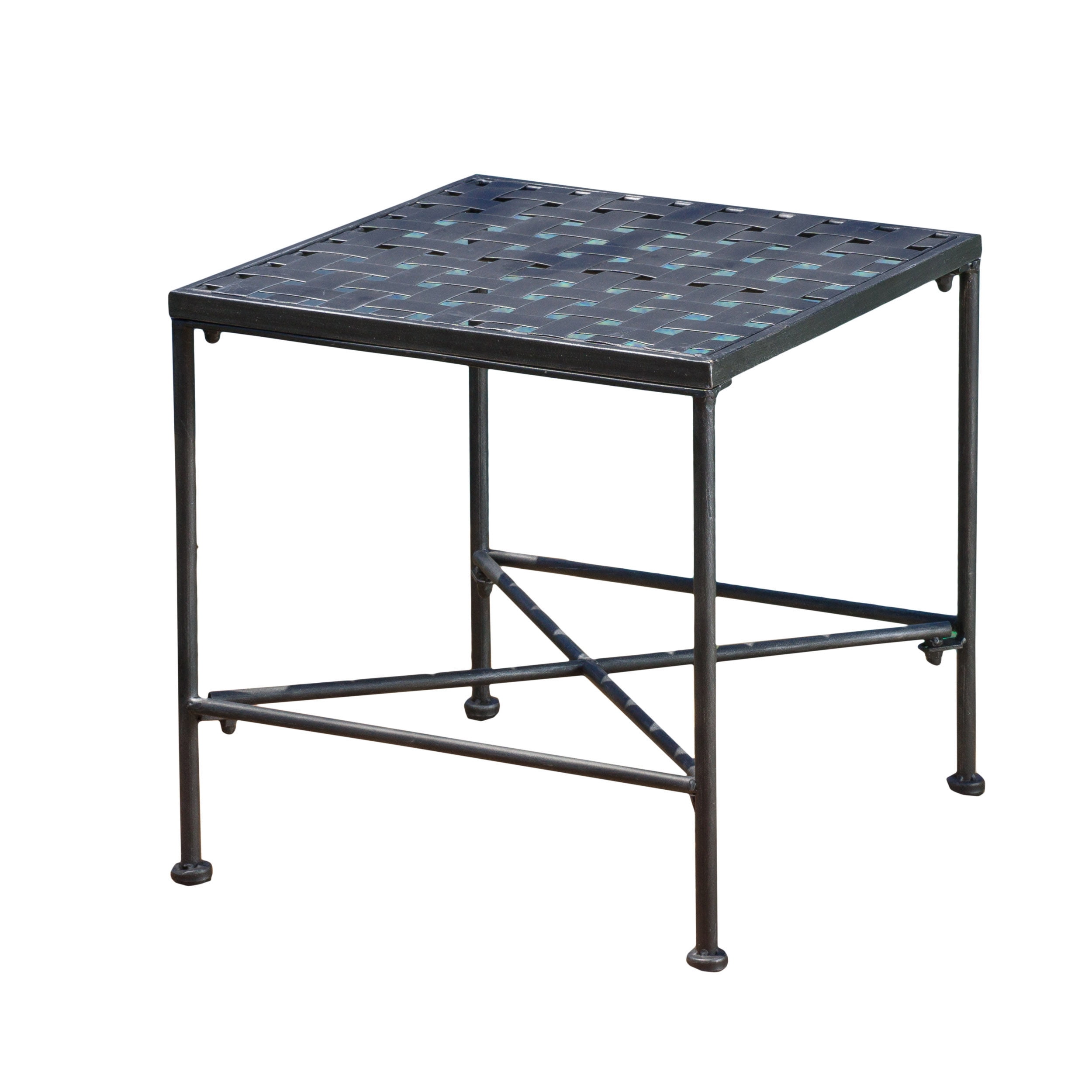Petra Black Iron Square Outdoor Side Table