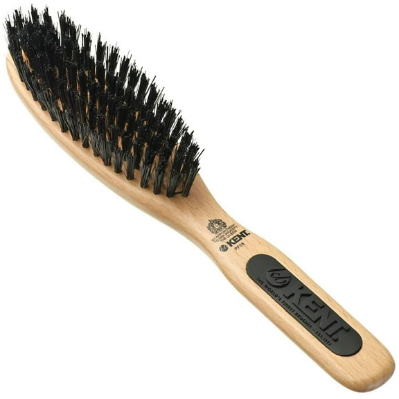 Kent PF05 Narrow Oval Hair Brush, Pure Boar Bristle and Wood for Shaping, Straightening and Grooming Brush for Revitalizing Short to Medium Length