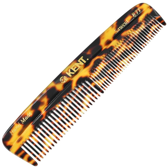 Kent R7T Fine and Wide Tooth Hair Comb, Handmade Pocket Comb for Men, Best Beard Comb and Mustache Comb for Everyday Grooming and Styling, Sawcut Kent Comb, Made in England
