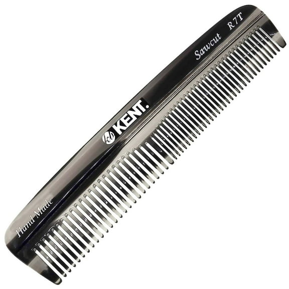 Kent R7T Fine and Wide Tooth Hair Comb, Handmade Pocket Comb for Men