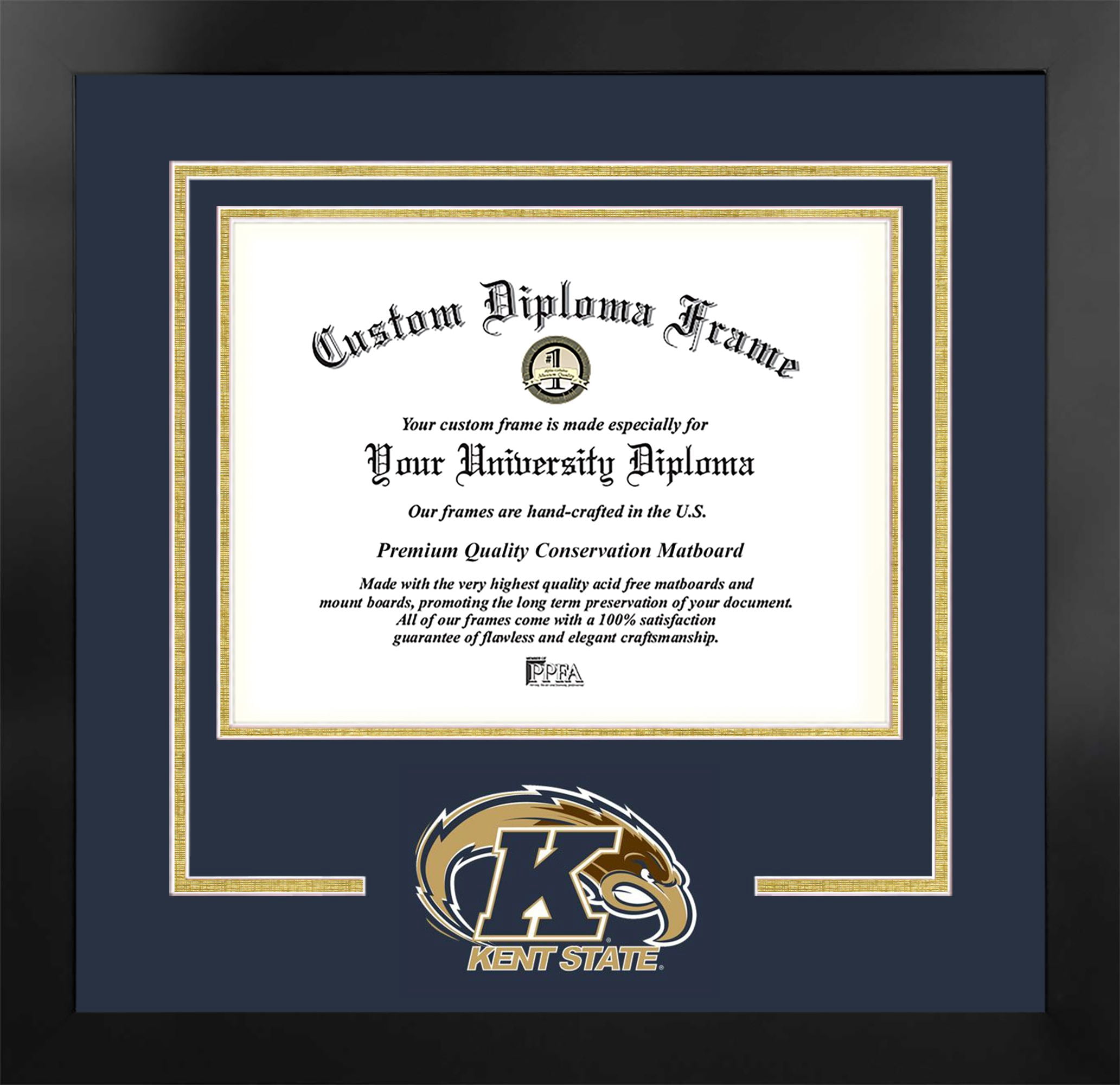 Kent State University 11w x 8.5h Spirit Diploma Manhattan Black Frame with Bonus Campus Images Lithograph (value savings $59)