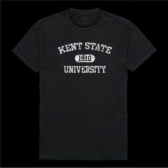 Kent State University The Golden Eagles Distressed Arch College T-Shirt, Black - 2XL