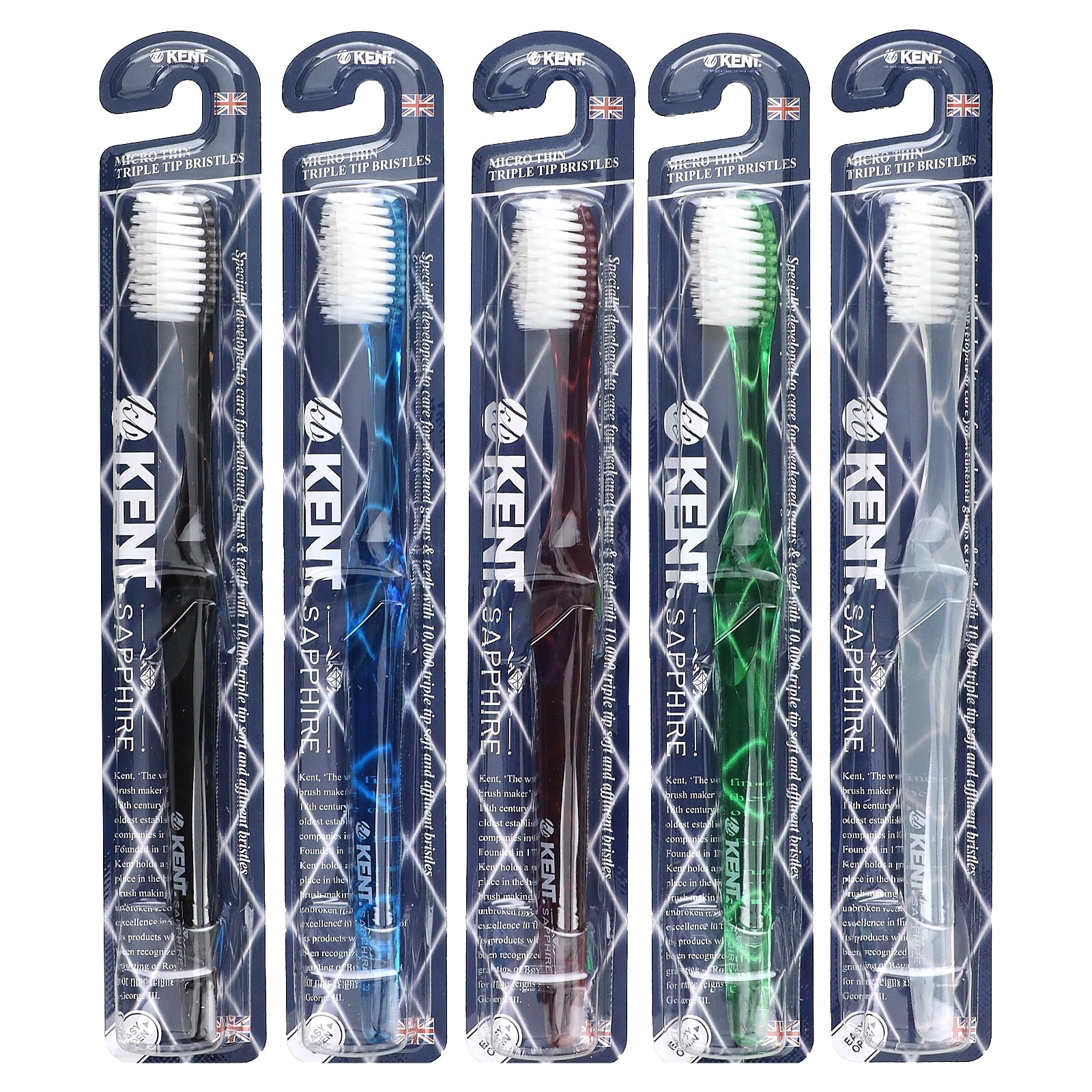 Kent Ultra Soft Tootbrush, Sapphire, 5 Toothbrushes