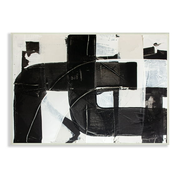 Kent Youngstrom Geometric Black White Abstract Industrial Shapes 15 in x 10 in Framed Painting Canvas Art Print, by Stupell Home Décor