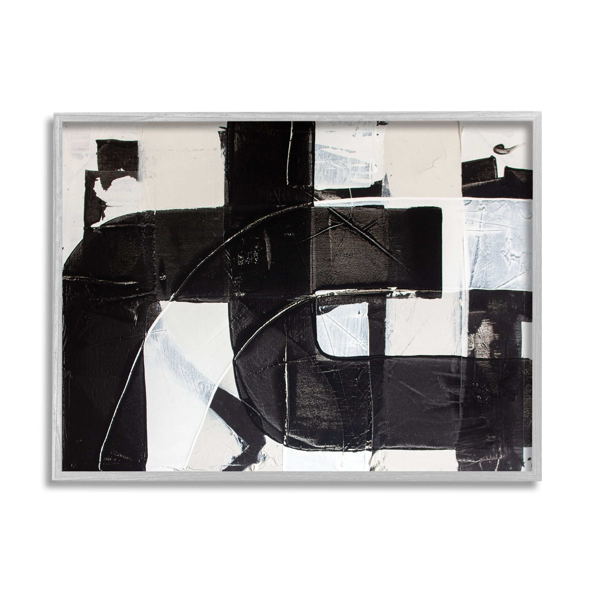 Kent Youngstrom Industries Geometric Black White Abstract Industrial Shapes 30 in x 24 in Framed Painting Art Prints, by Stupell Home Décor