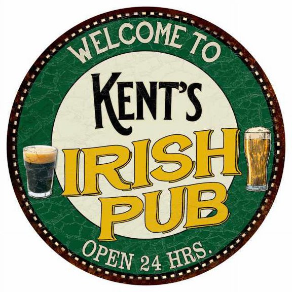 Kent's Irish Pub 14" Round Metal Sign Kitchen Bar Wall Decor 100140036079