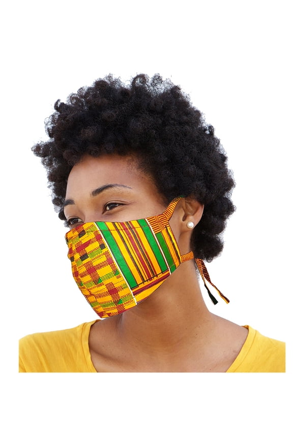 Kente African Print Adjustable, Reusable, Reversible, Face Mask Cover