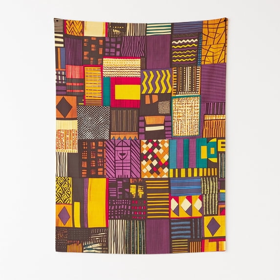 Kente Cloth Traditions Wall Tapestry for Bedroom by DC | African American Tapestry Wall Hanging & Aesthetic Decor for Dorm, Living Room, Picnic & Home | 30"x40"