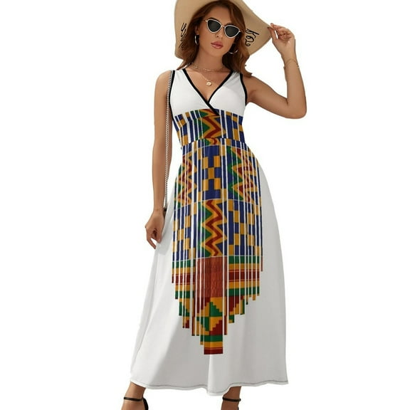 Kente Design African Print African Clothing Dress Fashion Boho Beach Long Dresses Female Party Printed Maxi Dress