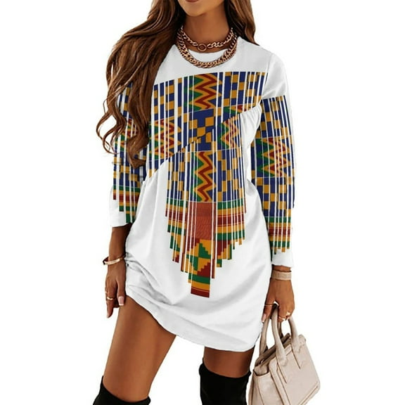 Kente Design African Print African Clothing Loose Dress Evening Dress Summer Dresses for Women Luxury Dress Long Sleeved Dress