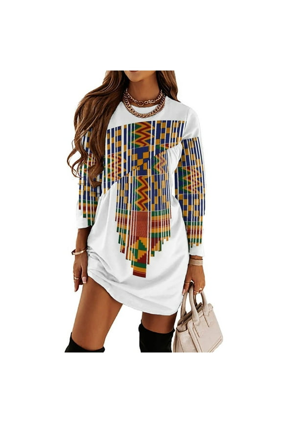 Kente Design African Print African Clothing Loose Dress Evening Dress Summer Dresses for Women Luxury Dress Long Sleeved Dress