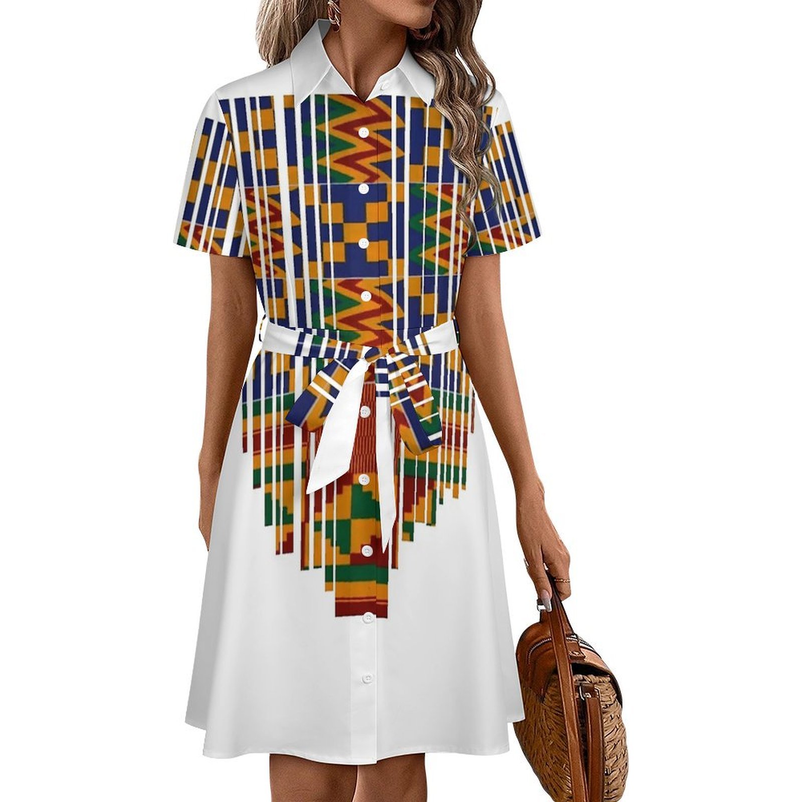 Kente Design African Print African Clothing Womens Shirt Dresses Women'S  Short Sleeve Dress Turn-Down Collar Dress A Line Casuall Dress  Oversize(XS-6XL) - Walmart.com