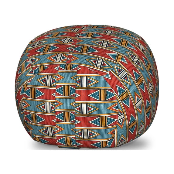 Kente Pattern Storage Toy Bag Chair, Tribal Traditional Triangles and Stripes Indigenous Native Cultural Heritage, Stuffed Animal Organizer Washable Bag, Small Size, Multicolor, by Ambesonne