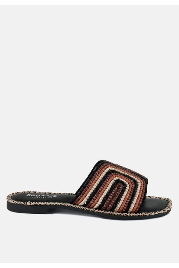 Kente Patterned Raffia Slip-On Flats