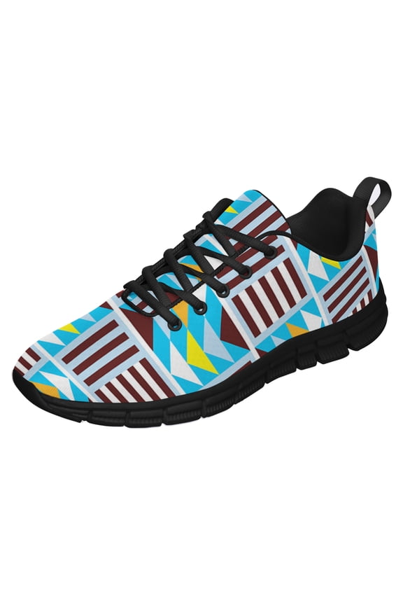 Kente Shoes for Men Women Running Shoes Lightweight Walking Sneakers Mesh Athletic Sport Shoes Black Size 3.5