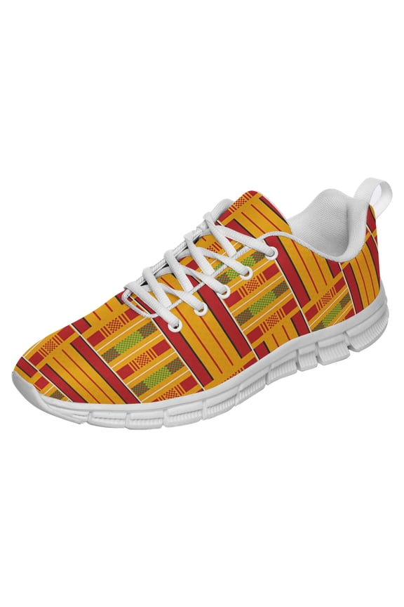 Kente Shoes for Men Women Running Shoes Lightweight Walking Sneakers Mesh Athletic Sport Shoes White Size 3.5