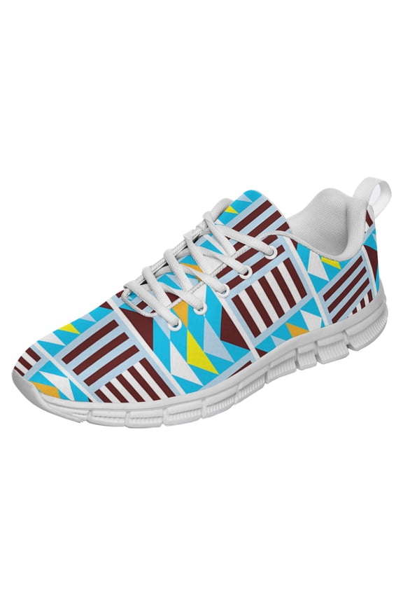 Kente Shoes for Men Women Running Shoes Lightweight Walking Sneakers Mesh Athletic Sport Shoes White Size 3.5