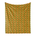 thumbnail image 1 of Kente Soft Flannel Fleece Throw Blanket, Kente Cloth Abstract Motifs Ghana Style Illustration, Cozy Plush for Indoor and Outdoor Use, 70" x 90", Green Yellow and Scarlet, by Ambesonne, 1 of 5
