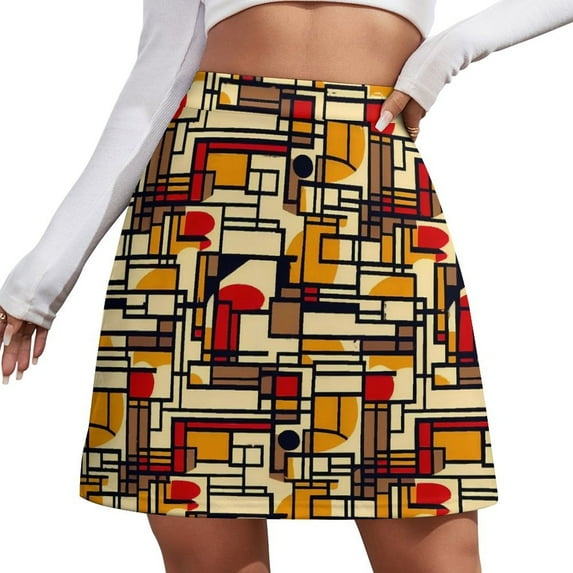 Kente Vintage Geometric Skirt Retro Rasta Colors Aesthetic Casual Skirts Ladies Vintage Mi
