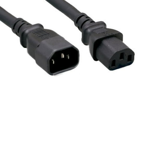 Kentek 1 Feet Extension 3 Prongs AC Power Cord IEC320 C13 To C14 14 AWG 15A 250V SJT Heavy Duty M/F Male Female Black