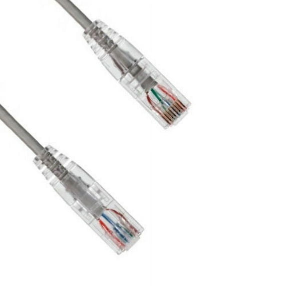 Kentek 1 Feet FT CAT6 UTP Slim Patch Cable 28 AWG 550 MHz Category 6 Unshielded Twisted Pair Clear Connector Snagless Molded OD 3.6MM Ethernet RJ45 Network Internet Cord Gray