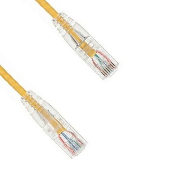 Kentek 1 Feet FT CAT6 UTP Slim Patch Cable 28 AWG 550 MHz Category 6 Unshielded Twisted Pair Clear Connector Snagless Molded OD 3.6MM Ethernet RJ45 Network Internet Cord Yellow