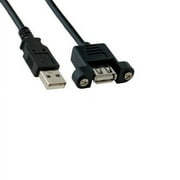 Kentek 1 Feet FT USB 2.0 Panel-Mount Extension Cable 28 AWG Type A Male to Female M/F High Speed Data Transfer Sync Charge Power Extender Cord for PC MAC Face Wall plate
