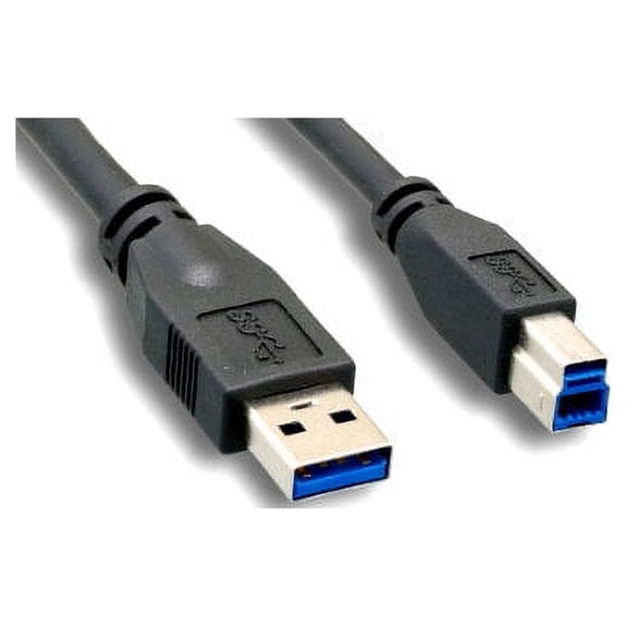 Kentek 10 Feet FT SpuerSpeed USB 3.0 Type A Male to Type B Male M/M Cable 28 AWG 5.0 Gbps Data Transfer Sync Charge Cord Black For HDD Printer Modem Camera