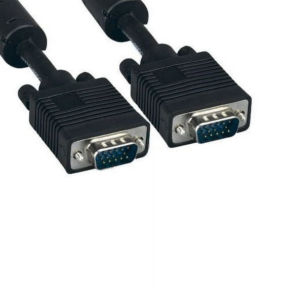 Kentek 10 Feet FT Super VGA SVGA HD15 15 pin male to male M/M video cable cord 28 AWG EMI filter ferrite mini-coax twisted pairs molded for PC TV monitor black