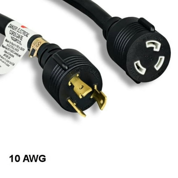 Kentek 10 Feet Ft NEMA L5-30P to L5-30R Extension Power Cable 10 AWG 30A SJT Heavy-Duty